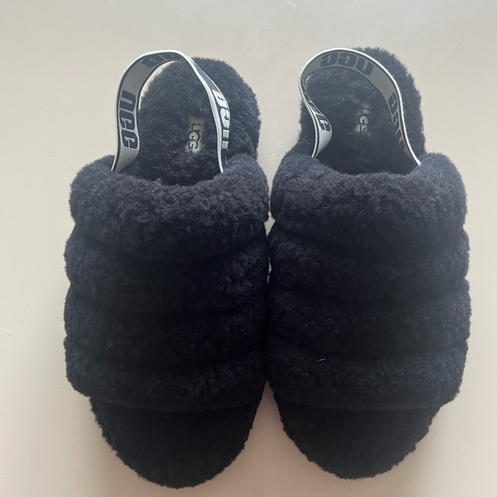 UGG Women’s Fluffy Black Slippers